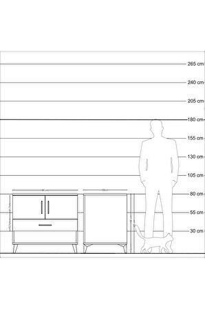 Kronos Şifonyer 2 Raflı Tek Çekmeceli 2 Kapaklı 88x59x80 Çam-Aytaşı