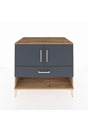 Kronos Şifonyer 2 Raflı Tek Çekmeceli 2 Kapaklı 88x59x80 Çam-Antrasit