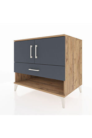 Kronos Şifonyer 2 Raflı Tek Çekmeceli 2 Kapaklı 88x59x80 Çam-Antrasit