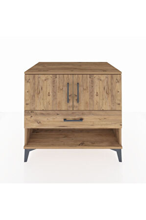 Kronos Şifonyer 2 Raflı Tek Çekmeceli 2 Kapaklı 88x59x80 Çam-Çam