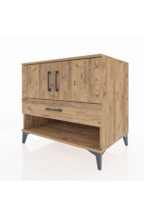 Kronos Şifonyer 2 Raflı Tek Çekmeceli 2 Kapaklı 88x59x80 Çam-Çam