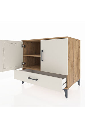 Kronos Şifonyer 2 Raflı Tek Çekmeceli 2 Kapaklı 88x59x80 Çam-Aytaşı