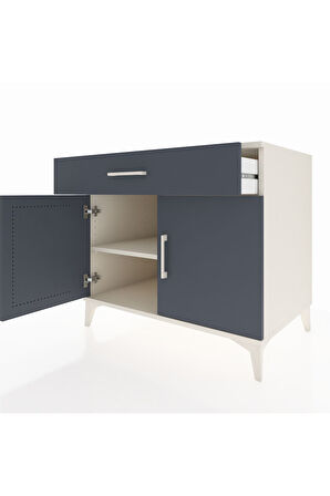 Kronos Şifonyer Tek Raflı Tek Çekmeceli 2 Kapaklı 88x59x80 Aytaşı-Antrasit