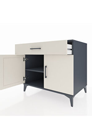 Kronos Şifonyer Tek Raflı Tek Çekmeceli 2 Kapaklı 88x59x80 Antrasit-Aytaşı