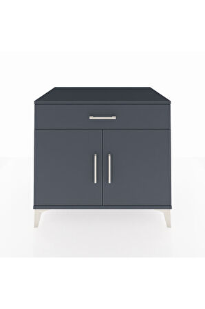 Kronos Şifonyer Tek Raflı Tek Çekmeceli 2 Kapaklı 88x59x80 Antrasit-Antrasit