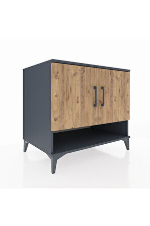 Kronos Şifonyer 2 Raflı 2 Kapaklı 88x59x80 Antrasit-Çam