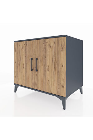 Kronos Şifonyer 2 Raflı 2 Kapaklı 88x59x80 Antrasit-Çam