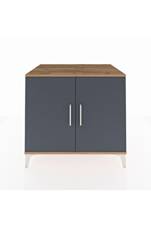 Kronos Şifonyer 2 Raflı 2 Kapaklı 88x59x80 Çam-Antrasit