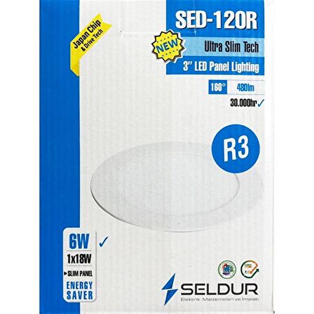 Seldur 6W Ultra Slim Sıva Altı LED Panel 6500K