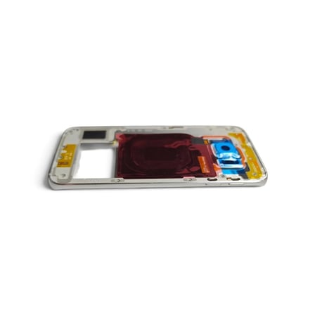 G925 Orta Kasa Galaxy S6 Edge Uyumlu Beyaz Renk Orta Kasa Çerçeve + Ses Açma ON OFF Tuş Plastik Kamera Camı ve Hoparlör Gümüş