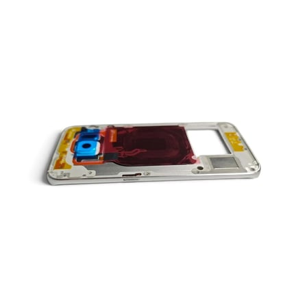 G925 Orta Kasa Galaxy S6 Edge Uyumlu Beyaz Renk Orta Kasa Çerçeve + Ses Açma ON OFF Tuş Plastik Kamera Camı ve Hoparlör Gümüş