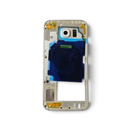 G920 Orta Kasa Galaxy S6 Uyumlu Beyaz Renk Orta Kasa Çerçeve + Ses Açma ON OFF Tuş Plastik Kamera Camı ve Hoparlör Gümüş