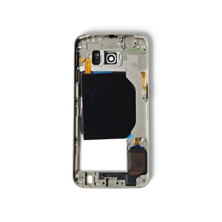 G920 Orta Kasa Galaxy S6 Uyumlu Beyaz Renk Orta Kasa Çerçeve + Ses Açma ON OFF Tuş Plastik Kamera Camı ve Hoparlör Gümüş