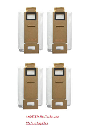 Roborock S7+ Plus Robot Süpürge Uyumlu Çöp Torbası Toz torbası 4 Adet