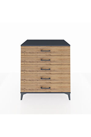 Kronos Şifonyer 5 Çekmeceli 88x59x96 Antrasit-Çam