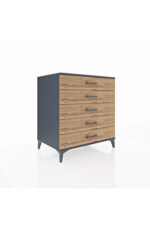 Kronos Şifonyer 5 Çekmeceli 88x59x96 Antrasit-Çam
