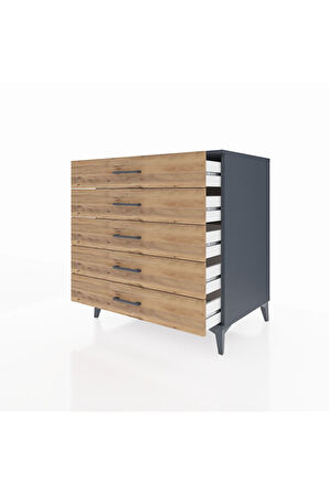 Kronos Şifonyer 5 Çekmeceli 88x59x96 Antrasit-Çam