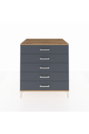 Kronos Şifonyer 5 Çekmeceli 88x59x96 Çam-Antrasit