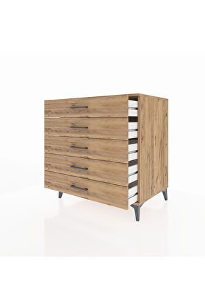 Kronos Şifonyer 5 Çekmeceli 88x59x96 Çam-Çam