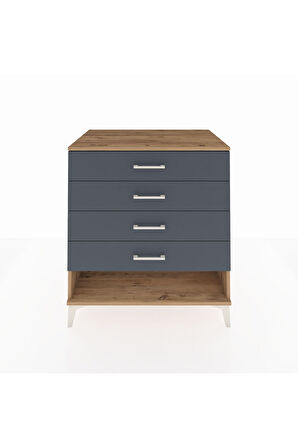 Kronos Şifonyer 4 Çekmeceli 88x59x96 Çam-Antrasit