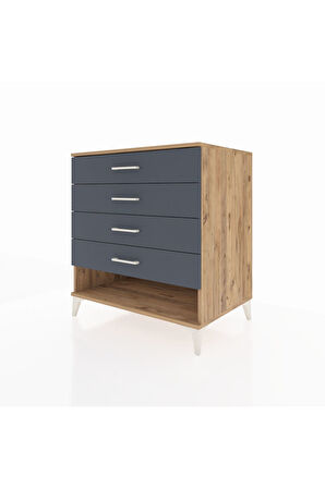 Kronos Şifonyer 4 Çekmeceli 88x59x96 Çam-Antrasit