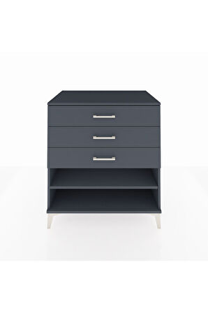 Kronos Şifonyer Tek Raflı 3 Çekmeceli 88x59x96 Antrasit-Antrasit