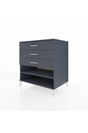 Kronos Şifonyer Tek Raflı 3 Çekmeceli 88x59x96 Antrasit-Antrasit