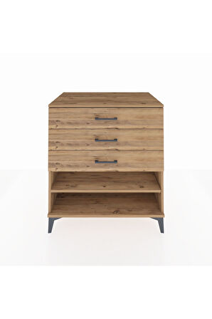 Kronos Şifonyer Tek Raflı 3 Çekmeceli 88x59x96 Çam-Çam