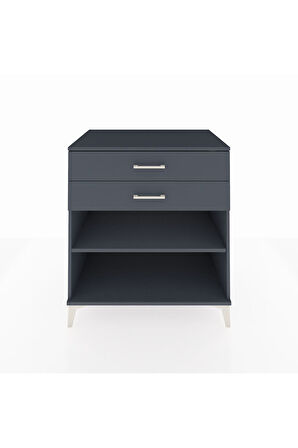 Kronos Şifonyer Tek Raflı 2 Çekmeceli 88x59x96 Antrasit-Antrasit