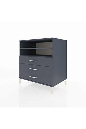 Kronos Şifonyer 2 Raflı 3 Çekmeceli 88x59x96 Antrasit-Antrasit