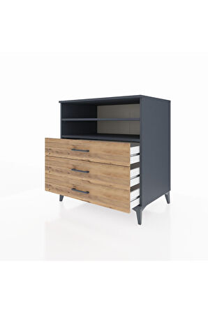 Kronos Şifonyer 2 Raflı 3 Çekmeceli 88x59x96 Antrasit-Çam
