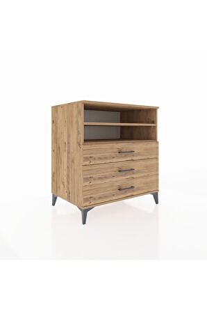 Kronos Şifonyer 2 Raflı 3 Çekmeceli 88x59x96 Çam-Çam