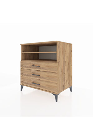 Kronos Şifonyer 2 Raflı 3 Çekmeceli 88x59x96 Çam-Çam