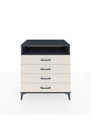 Kronos Şifonyer Tek Raflı 4 Çekmeceli 88x59x96 Antrasit-Aytaşı