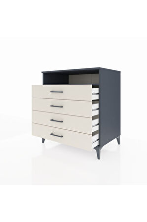 Kronos Şifonyer Tek Raflı 4 Çekmeceli 88x59x96 Antrasit-Aytaşı