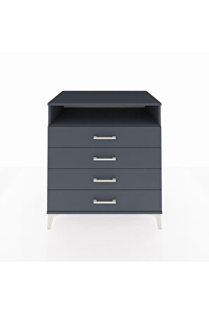 Kronos Şifonyer Tek Raflı 4 Çekmeceli 88x59x96 Antrasit-Antrasit