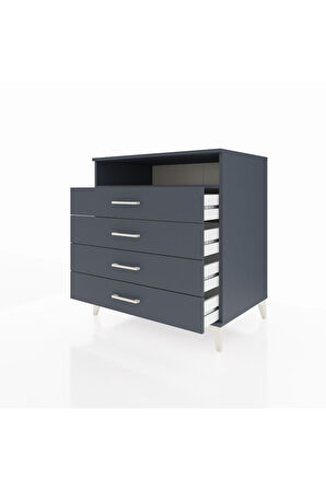 Kronos Şifonyer Tek Raflı 4 Çekmeceli 88x59x96 Antrasit-Antrasit