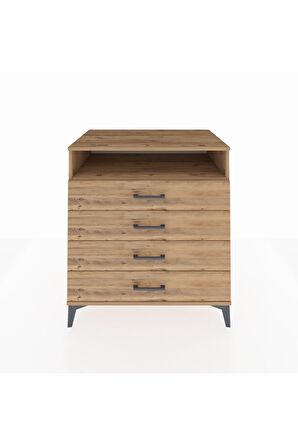 Kronos Şifonyer Tek Raflı 4 Çekmeceli 88x59x96 Çam-Çam