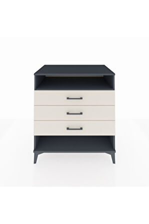 Kronos Şifonyer Tek Raflı 3 Çekmeceli 88x59x96 Antrasit-Aytaşı