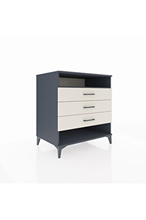 Kronos Şifonyer Tek Raflı 3 Çekmeceli 88x59x96 Antrasit-Aytaşı