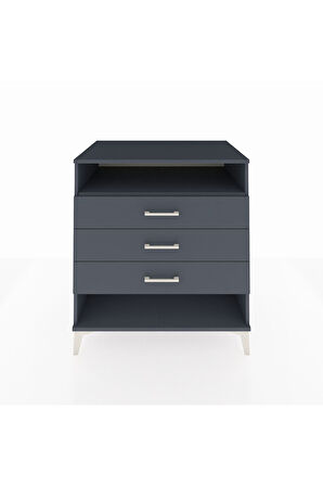 Kronos Şifonyer Tek Raflı 3 Çekmeceli 88x59x96 Antrasit-Antrasit