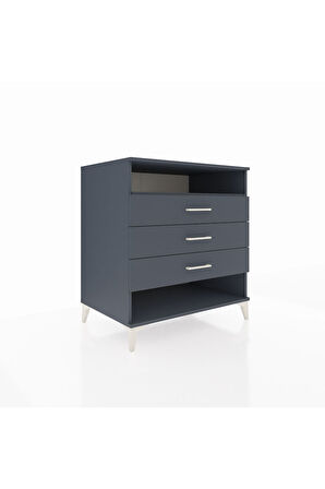 Kronos Şifonyer Tek Raflı 3 Çekmeceli 88x59x96 Antrasit-Antrasit