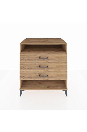 Kronos Şifonyer Tek Raflı 3 Çekmeceli 88x59x96 Çam-Çam
