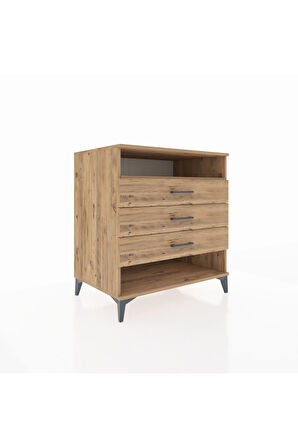 Kronos Şifonyer Tek Raflı 3 Çekmeceli 88x59x96 Çam-Çam