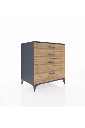 Kronos Şifonyer 4 Çekmeceli 88x59x96 Antrasit-Çam