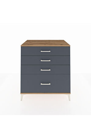 Kronos Şifonyer 4 Çekmeceli 88x59x96 Çam-Antrasit