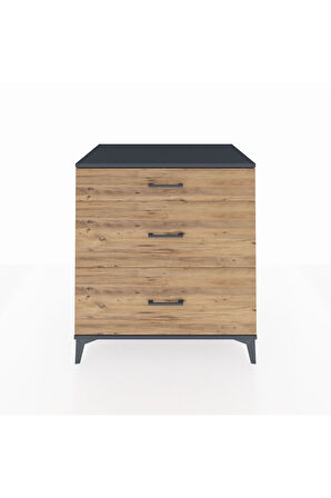 Kronos Şifonyer 3 Çekmeceli 88x59x96 Antrasit-Çam