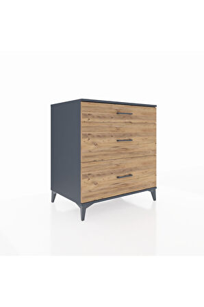 Kronos Şifonyer 3 Çekmeceli 88x59x96 Antrasit-Çam