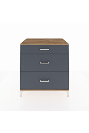 Kronos Şifonyer 3 Çekmeceli 88x59x96 Çam-Antrasit