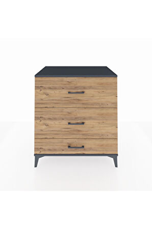 Kronos Şifonyer 3 Çekmeceli 88x59x96 Antrasit-Çam